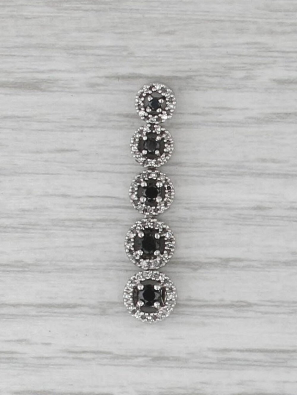 0.37ctw Black White Diamond Halo Journey Pendant 10k White Gold Floating Drop
